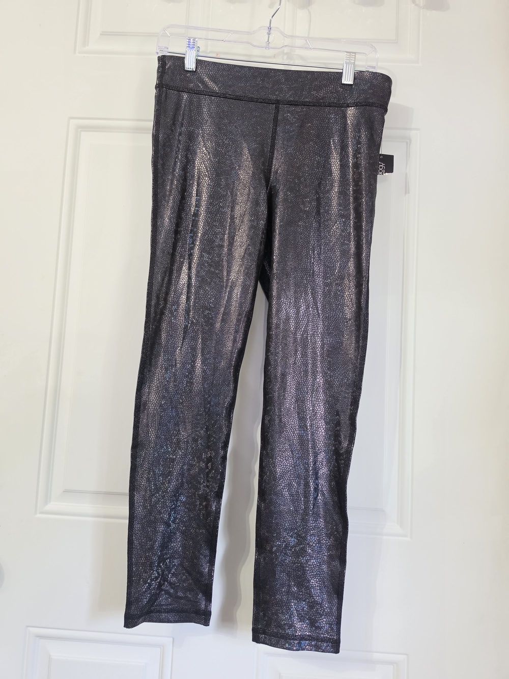 Ideology XL Black Holographic Foil Reptile Active Leggings NWT